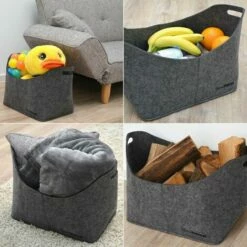 DUNEDESIGN Sac En Feutre Artificiel 40x25x30cm Pour Bois Achats Max 15Kg Gris - Anthrazit -DUNEDESIGN Sales 2024 10778535 3