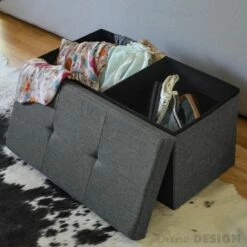 DuneDesign Banc De Rangement 76x38x38cm Coffre Pliant 80L Rembourré Gris - Grau 10 DuneDesign Banc De Rangement 76x38x38cm Coffre Pliant 80L Rembourré Gris - Grau -DUNEDESIGN Sales 2024 10974274 4