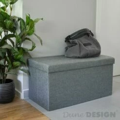 DuneDesign Banc De Rangement 76x38x38cm Coffre Pliant 80L Rembourré Gris Clair - Grau -DUNEDESIGN Sales 2024 10974279 5