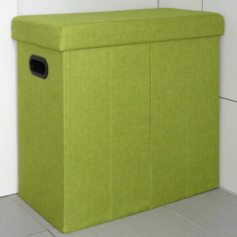 DuneDesign Panier à Linge Pliable 70L Coffre De Rangement Pliant Avec Poignées Couvercle Pouf Imitation Lin Vert Citron - Grün 7 DuneDesign Panier à Linge Pliable 70L Coffre De Rangement Pliant Avec Poignées Couvercle Pouf Imitation Lin Vert Citron - Grün – Image 5