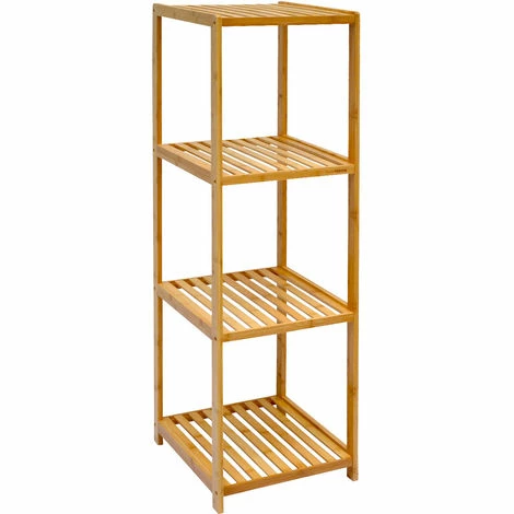 DuneDesign Étagère En Bois 38x39,5x124,5cm 4 Tablettes Superposées Lattes En Bambou Meuble à Rayonnages De Salle De Bain - Braun -DUNEDESIGN Sales 2024 10974302 1