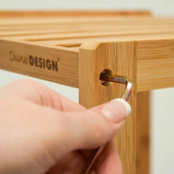 DuneDesign Étagère En Bois 38x39,5x124,5cm 4 Tablettes Superposées Lattes En Bambou Meuble à Rayonnages De Salle De Bain - Braun -DUNEDESIGN Sales 2024 10974302 4