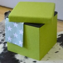 DuneDesign Poufs 38cm Avec Coffre De Rangement 42L Repose-pieds En Forme De Cube Avec Couvercle Amovible Rembourré Bouts De Canapé Pliant Tabouret Vert Tilleul - Grün -DUNEDESIGN Sales 2024 10978052 4