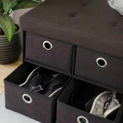 DuneDesign Coffre De Rangement Pliante 76x38x38cm 6 Tiroirs 80L Poufs Pliable Repose-pieds Rectangulaire Rembourré 2 Places Marron Foncé - Dunkelbraun -DUNEDESIGN Sales 2024 10987233 5