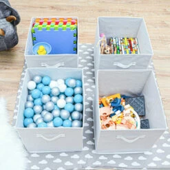 DuneDesign Set 4 Boîtes De Rangement Ouvertes 33x38x33cm Pliantes Pour étagère Kallax Expedit Anses En Tissu Blanc - Weiss -DUNEDESIGN Sales 2024 10987242 4