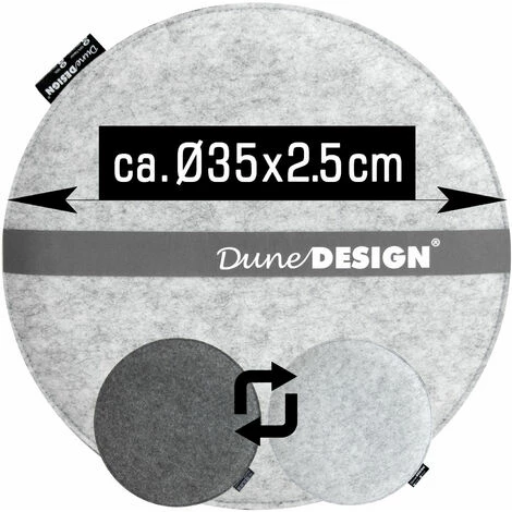 DUNEDESIGN Coussin De Chaise Feutre 25 Mm Rond Ø 35 Cm Repose-chaise Oreiller Plat Gris - Grau 4 DUNEDESIGN Coussin De Chaise Feutre 25 Mm Rond Ø 35 Cm Repose-chaise Oreiller Plat Gris - Grau – Image 2