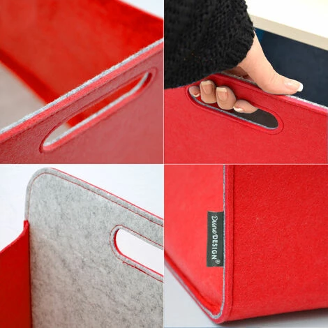 DUNEDESIGN 4 Boîtes De Rangement Feutre 33x33x38 Kallax Panier Feutrine Étagère Ikea Rouge - Rot 7 DUNEDESIGN 4 Boîtes De Rangement Feutre 33x33x38 Kallax Panier Feutrine Étagère Ikea Rouge - Rot – Image 5