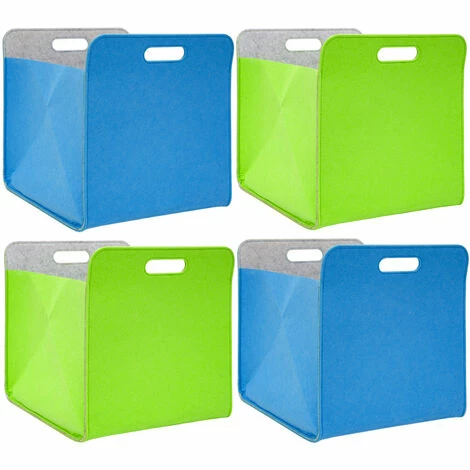 DUNEDESIGN 4 Boîtes De Rangement Feutre 33x33x38 Cm Kallax Panier Feutrine Ikea Bleu Vert - Bunt 3 DUNEDESIGN 4 Boîtes De Rangement Feutre 33x33x38 Cm Kallax Panier Feutrine Ikea Bleu Vert - Bunt