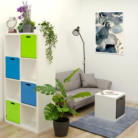 DUNEDESIGN 4 Boîtes De Rangement Feutre 33x33x38 Cm Kallax Panier Feutrine Ikea Bleu Vert - Bunt 4 DUNEDESIGN 4 Boîtes De Rangement Feutre 33x33x38 Cm Kallax Panier Feutrine Ikea Bleu Vert - Bunt – Image 2