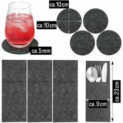 DUNEDESIGN Set De Table En Feutre Pour 4 Sac à Couverts Sous-verre 43 X 30 Cm Napperon Gris - Grau -DUNEDESIGN Sales 2024 11559057 4