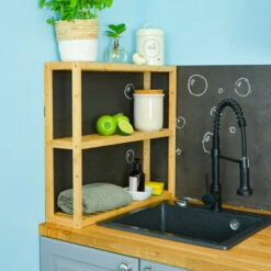 DUNEDESIGN Étagère Murale Bambou - 60x54x15 Rangement En Bois à Poser Salle De Bain Cuisine - Braun -DUNEDESIGN Sales 2024 12736508 4