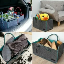 DuneDesign Sac En Faux Feutre 50x25x25cm à Provisions Bois 25kg Gris Turquoise - Grau -DUNEDESIGN Sales 2024 12736512 4