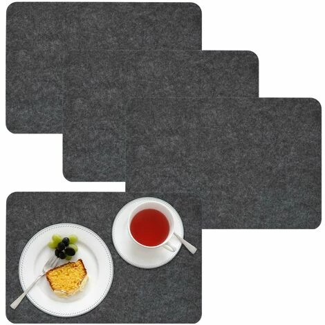 DUNEDESIGN Set De Table En Feutre Artificiel 43x30x0,5cm Ensemble De 4 Pcs Gris - Grau 3 DUNEDESIGN Set De Table En Feutre Artificiel 43x30x0,5cm Ensemble De 4 Pcs Gris - Grau