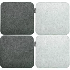 DUNEDESIGN 4 Coussins De Chaise En Feutre 35x35x0,8cm Carré Fin Réversible Gris - Grau