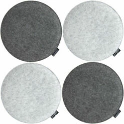 DUNEDESIGN 4 Coussins De Chaiseen Feutre Ø 35cm Rond 30mm Souple Chaud Réversible Gris - Grau