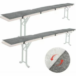 DUNEDESIGN 2x Coussin En Feutre Pour Banc à Bière 220x25x2cm Couverture De Siège Réversible - Anthrazit