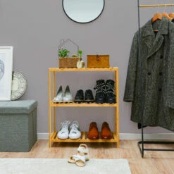 DUNEDESIGN Étagère Bambou - 69x60x26 Meuble Bois Salle De Bain Cuisine Rangement Chaussures - Braun -DUNEDESIGN Sales 2024 34199426 4