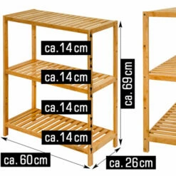 DUNEDESIGN Étagère Bambou - 69x60x26 Meuble Bois Salle De Bain Cuisine Rangement Chaussures - Braun -DUNEDESIGN Sales 2024 34199426 5