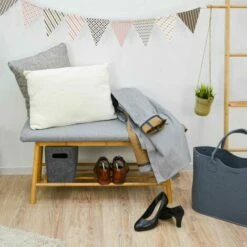 DUNEDESIGN Banc Scandinave Avec Rangement Pour Chaussures 90x34x44 Banquette D'Entrée - Hellgrau -DUNEDESIGN Sales 2024 35530645 4