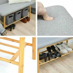 DUNEDESIGN Banc Scandinave Avec Rangement Pour Chaussures 90x34x44 Banquette D'Entrée - Hellgrau -DUNEDESIGN Sales 2024 35530645 5