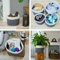 DUNEDESIGN Panier De Rangement Ø34x25 20L Corbeille à Linge En Osier Panier à Jouets Rond - Grau -DUNEDESIGN Sales 2024 35534253 4