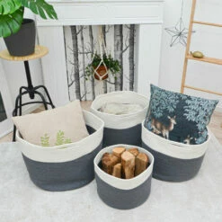 DUNEDESIGN Set De 4 Paniers En Corde De Coton Corbeilles à Linge 20-60L PaniersRangement - Grau -DUNEDESIGN Sales 2024 35534978 4