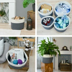 DUNEDESIGN Panier De Rangement Ø39x30 35L Corbeille à Linge En Osier Panier à Jouets Rond - Weiss -DUNEDESIGN Sales 2024 35534984 4