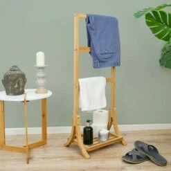 DUNEDESIGN Porte Serviette En Bambou Durable 40x30x102cm Sèche Serviettes Sur Pied Salle - Braun 9 DUNEDESIGN Porte Serviette En Bambou Durable 40x30x102cm Sèche Serviettes Sur Pied Salle - Braun -DUNEDESIGN Sales 2024 35536289 3