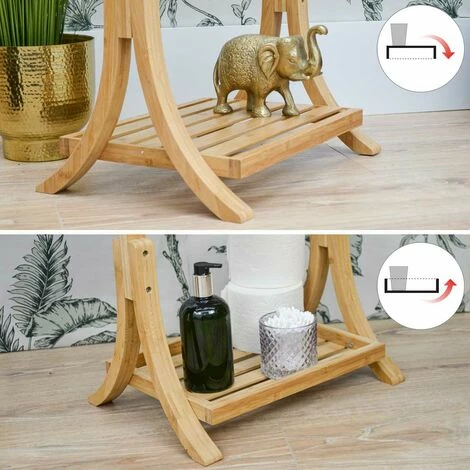 DUNEDESIGN Porte Serviette En Bambou Durable 40x30x102cm Sèche Serviettes Sur Pied Salle - Braun 6 DUNEDESIGN Porte Serviette En Bambou Durable 40x30x102cm Sèche Serviettes Sur Pied Salle - Braun – Image 4