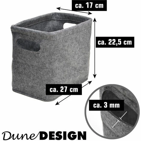 DUNEDESIGN 2x Boîte De Feutre De Stockage De Papier Toilette Pour 8 Rouleaux Gris - Grau 7 DUNEDESIGN 2x Boîte De Feutre De Stockage De Papier Toilette Pour 8 Rouleaux Gris - Grau – Image 5