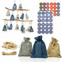 DUNEDESIGN Calendrier De L'Avent à Remplir Soi-même - 24 Pochettes Cadeaux - DIY Kit Noël - Blau