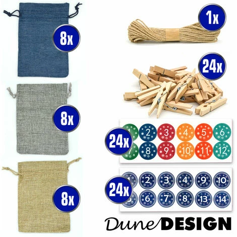 DUNEDESIGN Calendrier De L'Avent à Remplir Soi-même - 24 Pochettes Cadeaux - DIY Kit Noël - Blau 7 DUNEDESIGN Calendrier De L'Avent à Remplir Soi-même - 24 Pochettes Cadeaux - DIY Kit Noël - Blau – Image 5