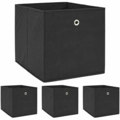DUNEDESIGN 4 Boîtes De Rangement Kallax 33x38x33 Cube En Tissu Avec Poignée Panier Pliable - Schwarz
