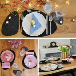 DUNEDESIGN Galets En Feutre Set De Table 16 Pièces Dessous De Plats 4 Résistant à Chaleur - Anthrazit Grau -DUNEDESIGN Sales 2024 37735504 3