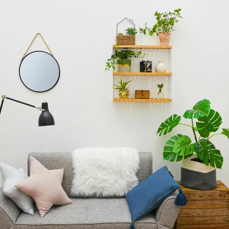 DUNEDESIGN Étagère Murale Bambou - 60x54x15 Rangement En Bois à Poser Salle De Bain Cuisine - Naturfarben 5 DUNEDESIGN Étagère Murale Bambou - 60x54x15 Rangement En Bois à Poser Salle De Bain Cuisine - Naturfarben – Image 3