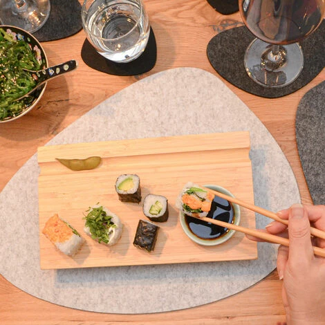 DUNEDESIGN 4 Assiettes De Service Pour Sushi - Plats En Bambou 27x16x4 Vaisselle Avec Bols - Braun 6 DUNEDESIGN 4 Assiettes De Service Pour Sushi - Plats En Bambou 27x16x4 Vaisselle Avec Bols - Braun – Image 4