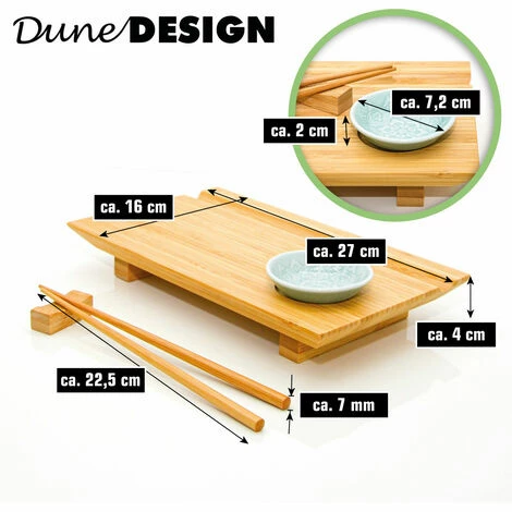 DUNEDESIGN 4 Assiettes De Service Pour Sushi - Plats En Bambou 27x16x4 Vaisselle Avec Bols - Braun 7 DUNEDESIGN 4 Assiettes De Service Pour Sushi - Plats En Bambou 27x16x4 Vaisselle Avec Bols - Braun – Image 5