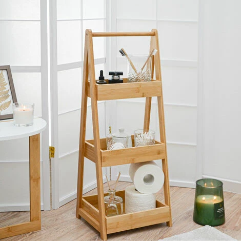 DUNEDESIGN 100% Bambou Etagère De Bain Avec 3 Paniers En Bois - 30x26x78 Cuisine Et Bain - Braun 4 DUNEDESIGN 100% Bambou Etagère De Bain Avec 3 Paniers En Bois - 30x26x78 Cuisine Et Bain - Braun – Image 2