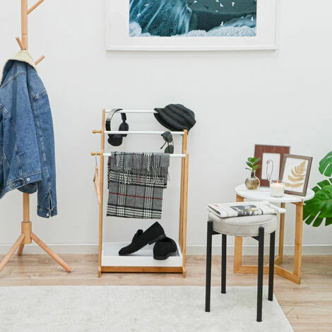 DUNEDESIGN Porte Serviette En Bambou - 45x35x84 Sèche Serviettes Sur Pied - Salle De Bain - Braun 5 DUNEDESIGN Porte Serviette En Bambou - 45x35x84 Sèche Serviettes Sur Pied - Salle De Bain - Braun – Image 3