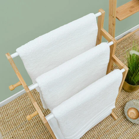 DUNEDESIGN Porte Serviette En Bambou - 45x35x84 Sèche Serviettes Sur Pied - Salle De Bain - Braun 7 DUNEDESIGN Porte Serviette En Bambou - 45x35x84 Sèche Serviettes Sur Pied - Salle De Bain - Braun – Image 5
