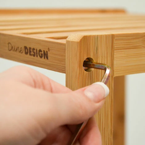 DuneDesign Étagère En Bois 38x39,5x162,5cm 5 Tablettes Superposées Lattes En Bambou Meuble à Rayonnages De Salle De Bain - Braun 5 DuneDesign Étagère En Bois 38x39,5x162,5cm 5 Tablettes Superposées Lattes En Bambou Meuble à Rayonnages De Salle De Bain - Braun – Image 4