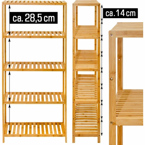 DuneDesign Rayonnage 130x60 Cm Pour Cuisine Et Salle De Bain En Bois De Bambou - Holzfarben 4 DuneDesign Rayonnage 130x60 Cm Pour Cuisine Et Salle De Bain En Bois De Bambou - Holzfarben – Image 3