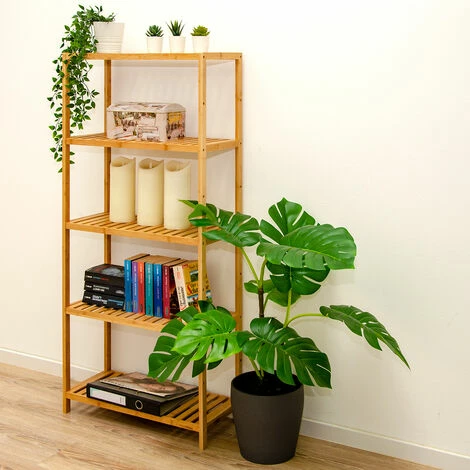 DuneDesign Rayonnage 130x60 Cm Pour Cuisine Et Salle De Bain En Bois De Bambou - Holzfarben 6 DuneDesign Rayonnage 130x60 Cm Pour Cuisine Et Salle De Bain En Bois De Bambou - Holzfarben – Image 5