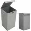 DUNEDESIGN 50L Panier à Linge Sale Avec Couvercle - 30x30x60 Bac De Rangement Pliable Gris - Grau -DUNEDESIGN Sales 2024 59197513 1