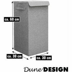 DUNEDESIGN 50L Panier à Linge Sale Avec Couvercle - 30x30x60 Bac De Rangement Pliable Gris - Grau -DUNEDESIGN Sales 2024 59197513 5