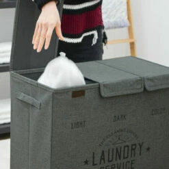 DUNEDESIGN Panier A Linge 3 Compartiment - 84L Trieur De Linge Avec Couvercle - Bac A Linge - Grau -DUNEDESIGN Sales 2024 59197743 5
