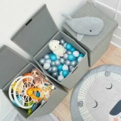 DUNEDESIGN Lot De 3 : 50L Panier à Linge Sale Avec Couvercle - 30x30x60 Bac De Rangement XL - Grau -DUNEDESIGN Sales 2024 65180645 4