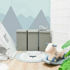 DUNEDESIGN Lot De 3 : 50L Panier à Linge Sale Avec Couvercle - 30x30x60 Bac De Rangement XL - Grau -DUNEDESIGN Sales 2024 65180645 5