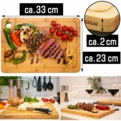 DUNEDESIGN Set De 4 Planches à Steak En Bambou - Bois Massif - 33x23cm Avec Rigole Pour Jus - Braun -DUNEDESIGN Sales 2024 65390229 4