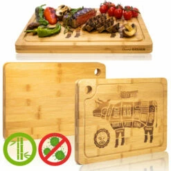 DUNEDESIGN Set De 4 Planches à Steak En Bambou - Bois Massif - 33x23cm Avec Rigole Pour Jus - Braun -DUNEDESIGN Sales 2024 65390230 5